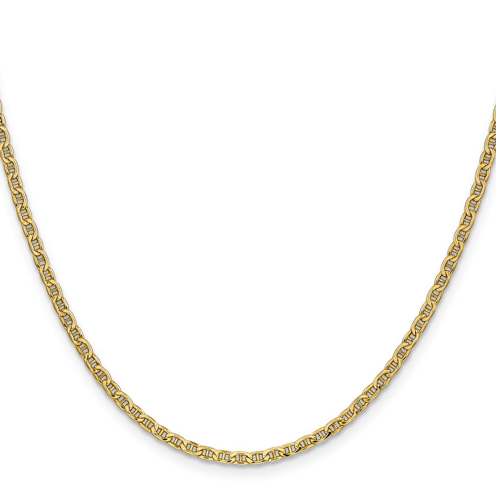 14K 18 inch 2.4mm Semi-Solid Anchor with Spring Ring Clasp Chain