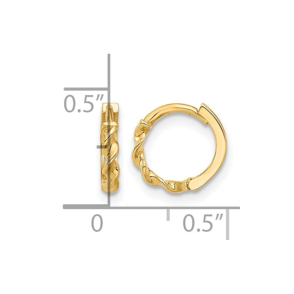 14K Polished Twisted Huggie Hoop Earrings
