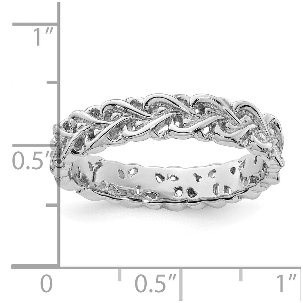 Sterling Silver Stackable Expressions Polished Intertwined Heart Ring Size -10