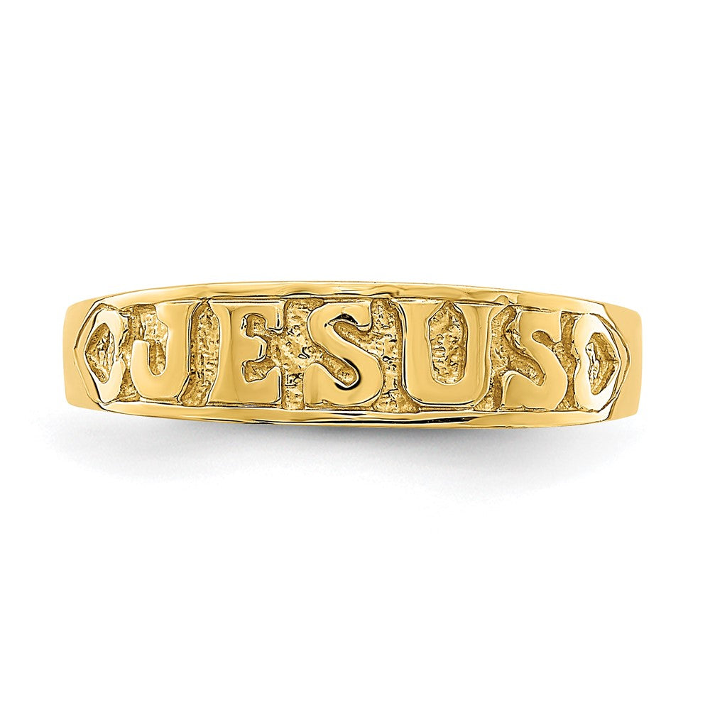 14K Gold Polished Jesus w/Hearts Ring Size 7