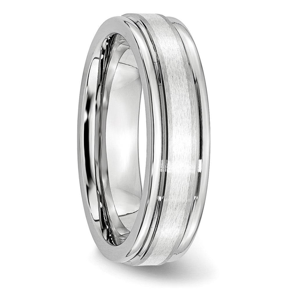 Cobalt Sterling Silver Inlay Satin and Polished 6mm Band Size - 7.5