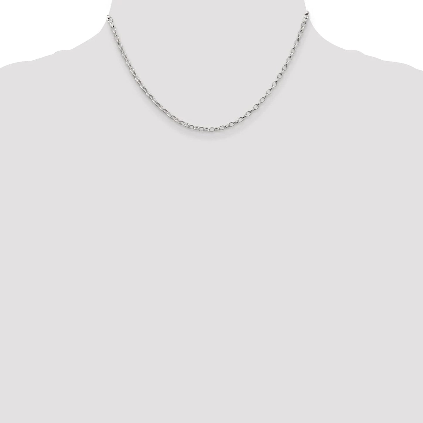 Sterling Silver 2.5mm Oval Fancy Rolo Chain 7 inches
