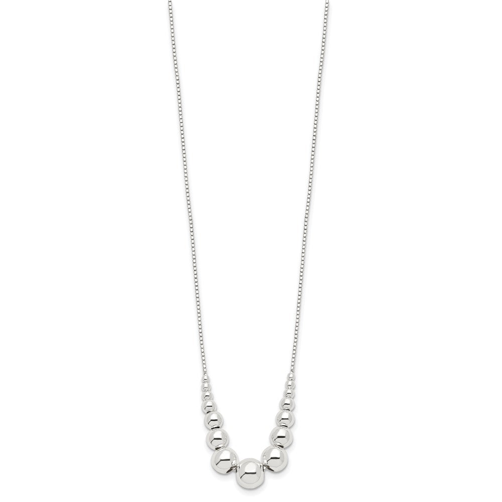 Sterling Silver Graduated Beads Necklace 18 Inches