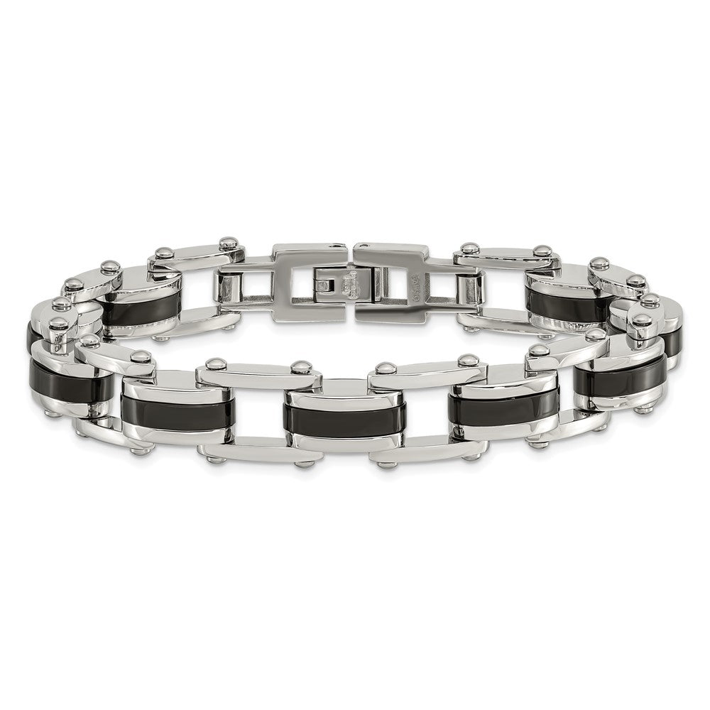 Stainless Steel Polished Black IP-plated 8.5in Bracelet 8.75 inches
