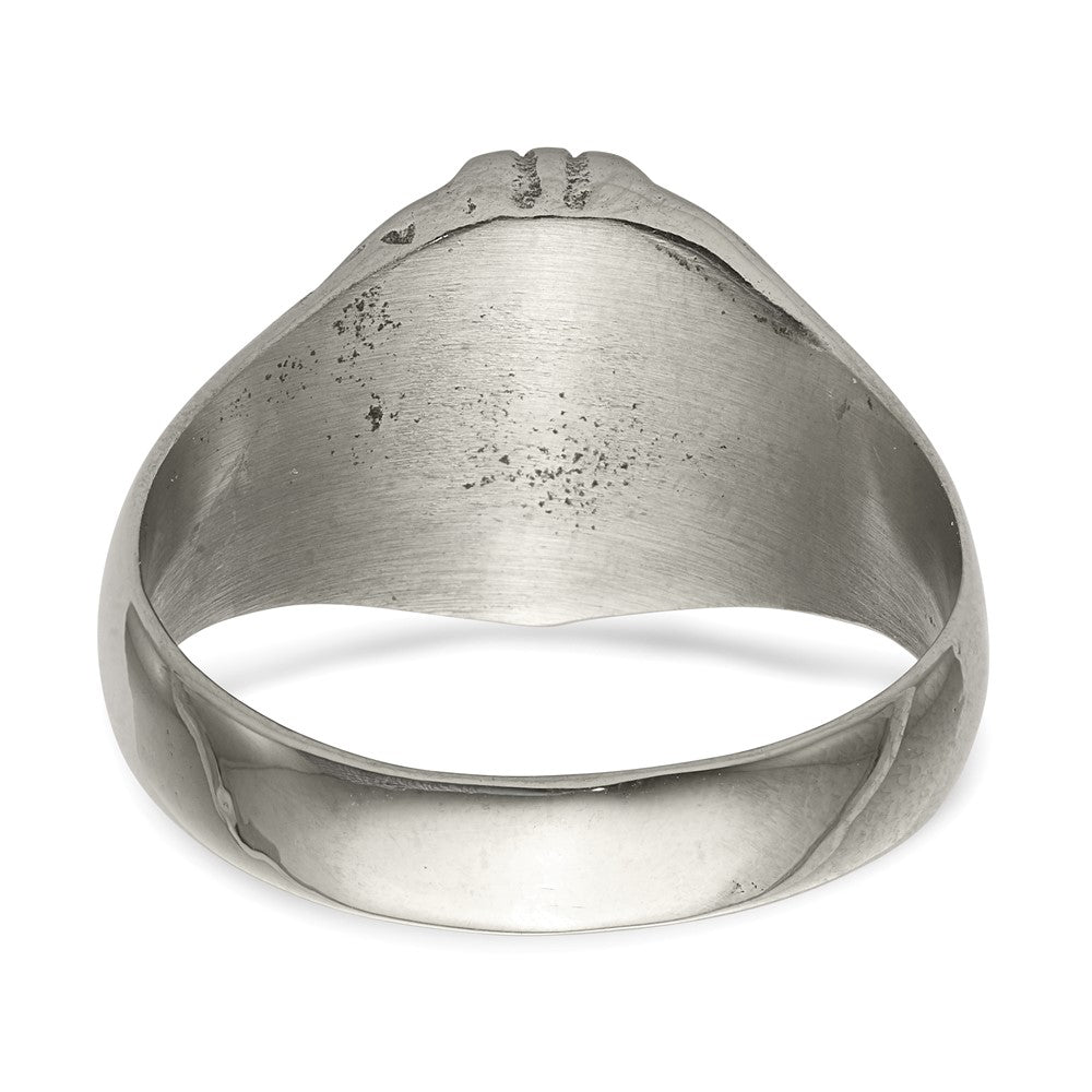 Stainless Steel Antiqued and Polished Lion Head Ring Size - 12