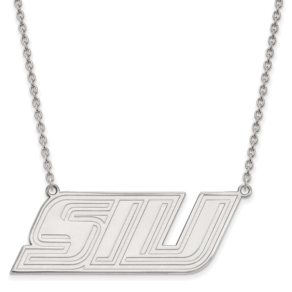 Sterling Silver LogoArt Official Licensed Collegiate 18in Southern Illinois University (SIU) Large Pendant w/Necklace