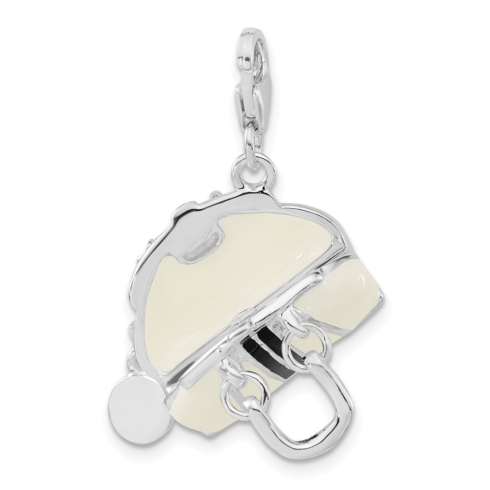 Sterling Silver Rhodium-plated 3-D Enameled Purse w/Lobster Clasp Charm