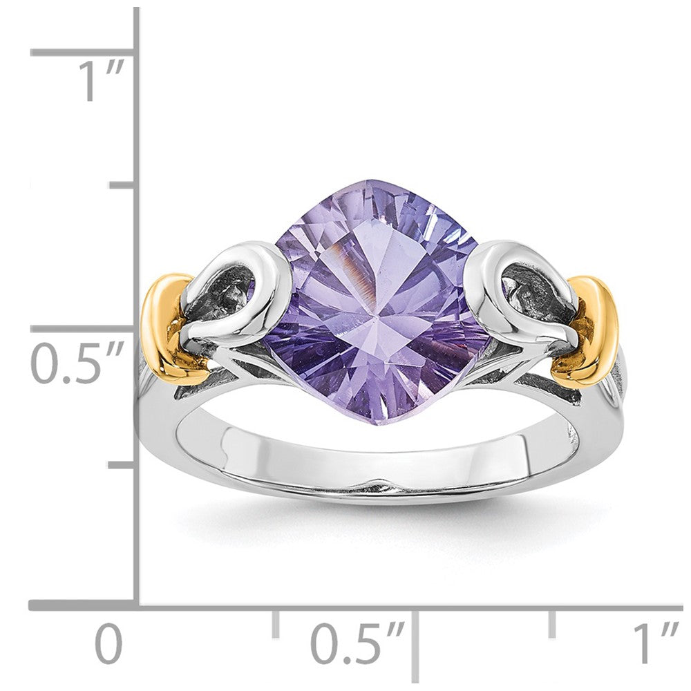 Sterling Silver with 10K Accents Created Blue Garnet Ring
