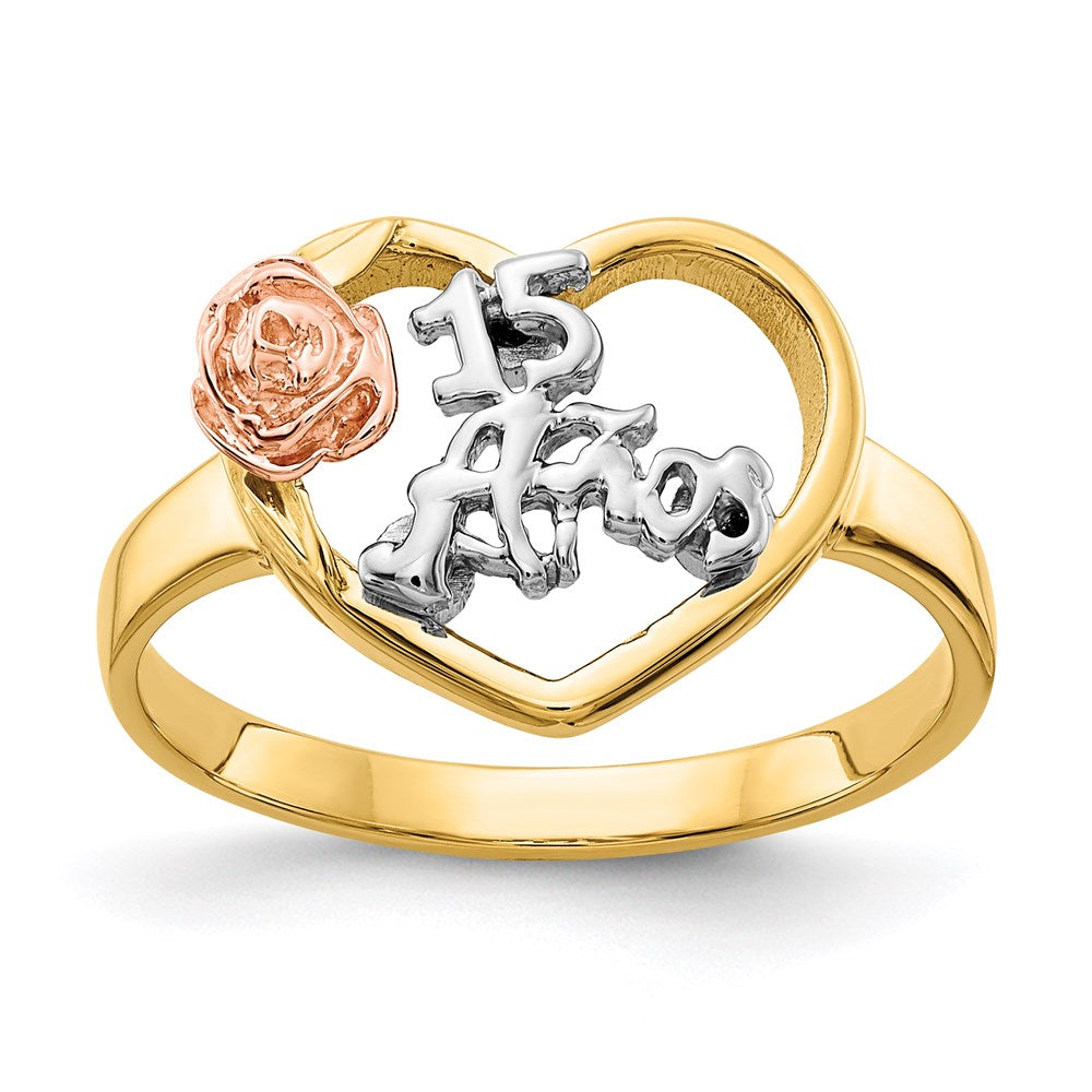 14k Tri-Color 15 Anos Ring Size 7