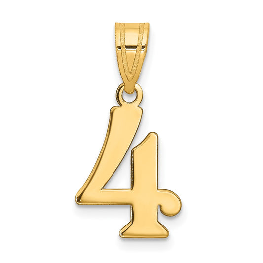 14k Polished Number 4 Pendant