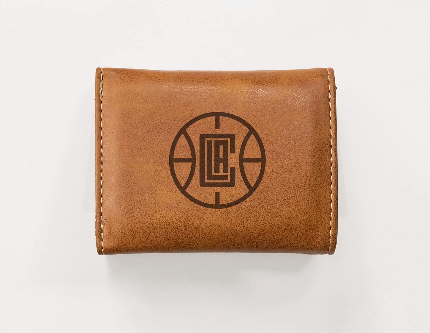 Basketball Rico Industries Los Angeles Clippers Brown Laser Engraved Trifold Laser Engraved Tri-Fold Wallet - Men's Accessory