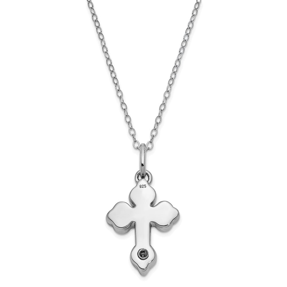 Sentimental Expressions Sterling Silver Rhodium-plated Matted Cross Ash Holder 18 Inch Necklace 18 Inches