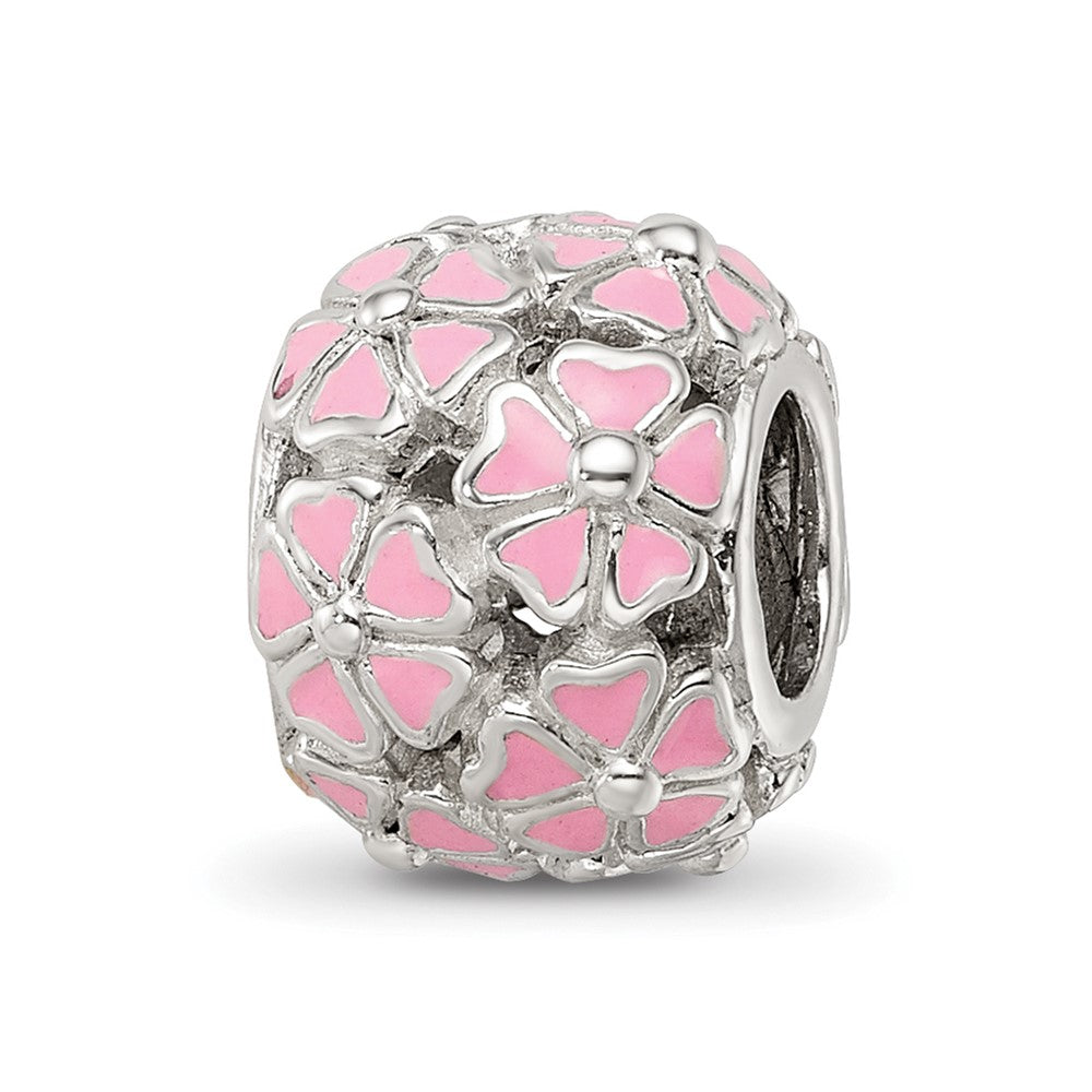 Sterling Silver Reflections Pink Enamel Floral Bead