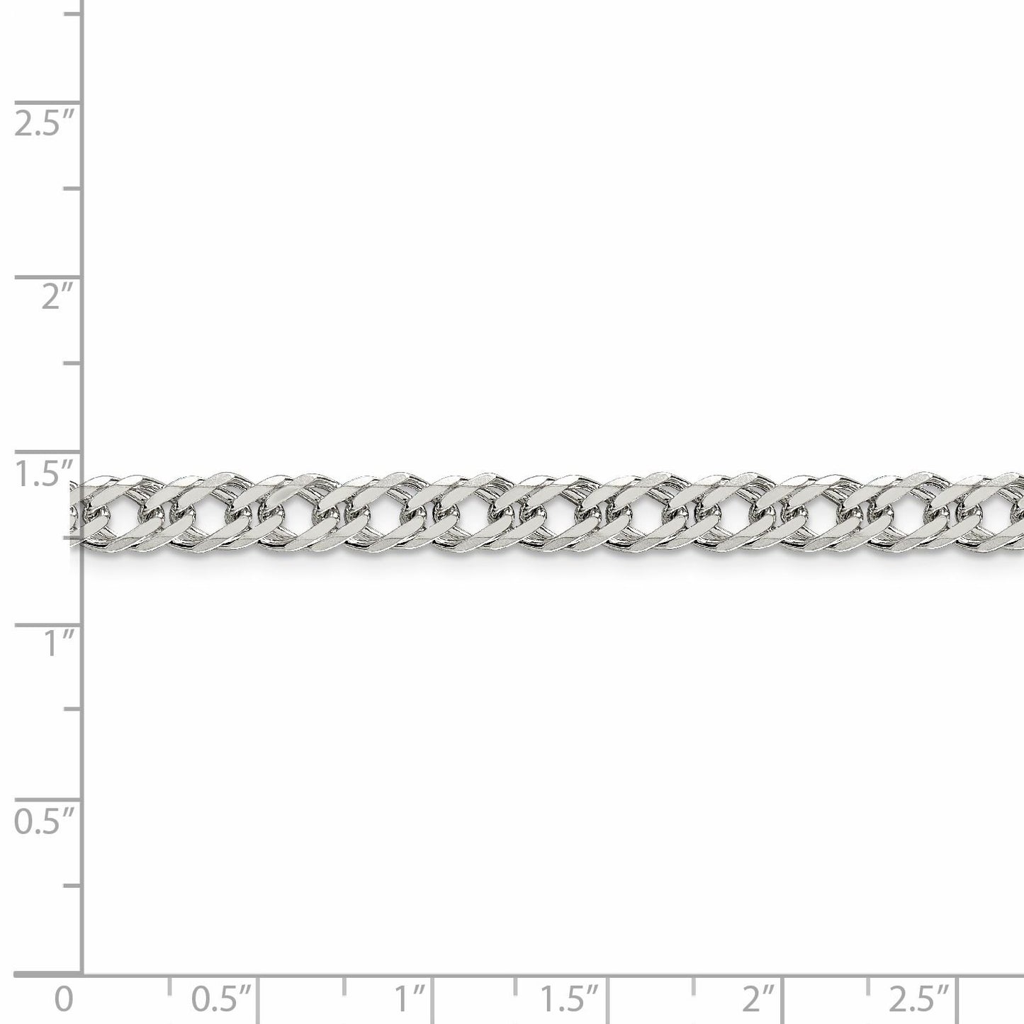 Sterling Silver 5.65mm 6 Side D/C Flat Double Curb Chain 20 Inches