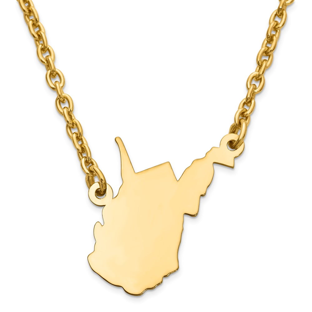 Sterling Silver/Gold-plated West Virginia State Necklace
