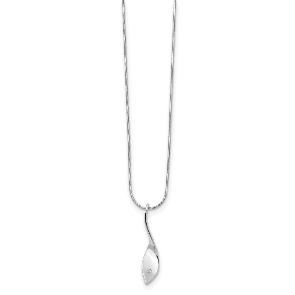 White Ice Sterling Silver Rhodium-plated 18 Inch Diamond Twisted Pendant Necklace with 2 Inch Extender 18 Inches