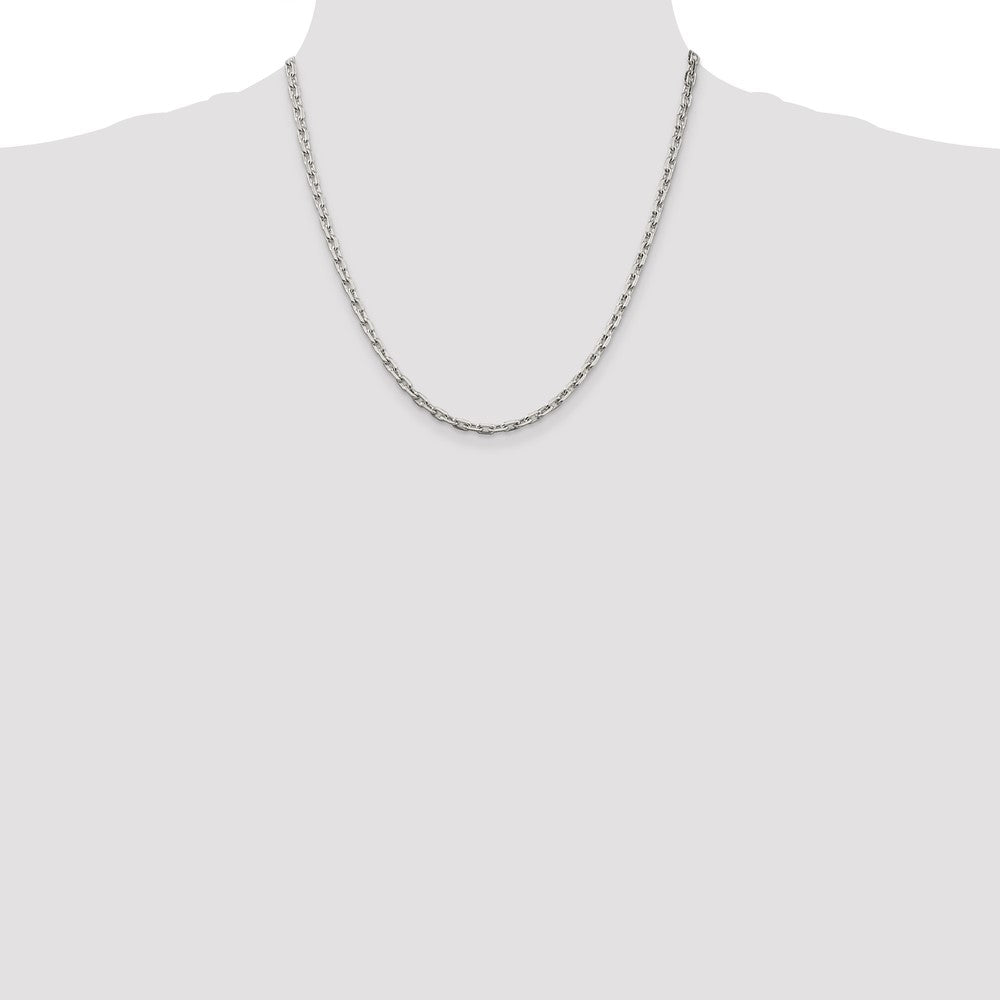 Sterling Silver 3.95mm Beveled Oval Cable Chain 20 Inches