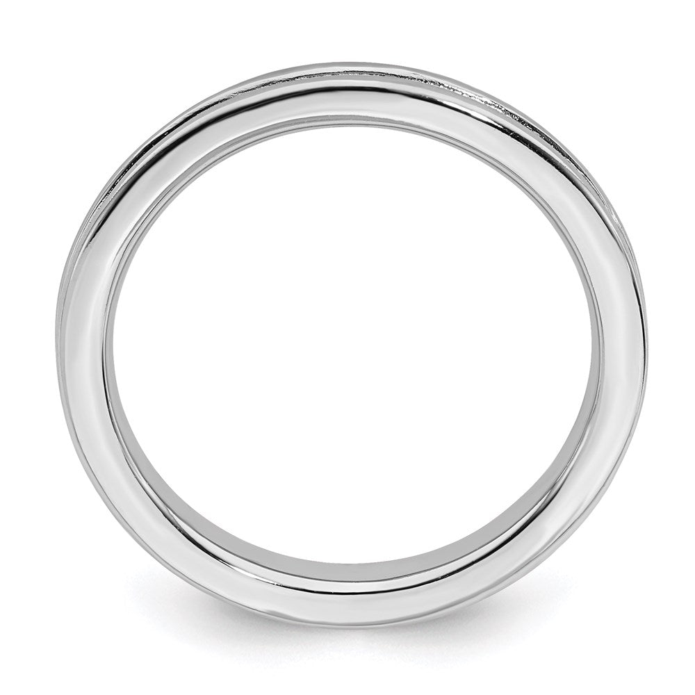 Sterling Silver Stackable Expressions Rhodium Grooved Ring Size -10