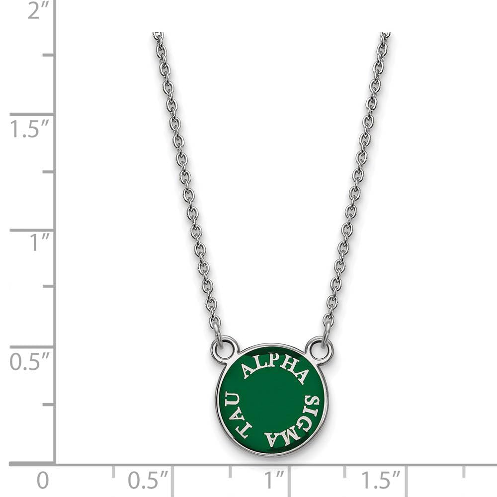 LogoArt Sterling Silver Alpha Sigma Tau Extra Small Enameled Pendant Necklace With 18 Inch
