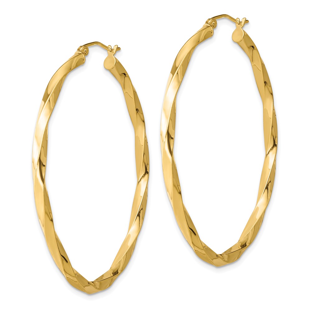 Sterling Silver Rhodium-plated Diamond-cut 3x40mm Square Tube Hoop Earrings
