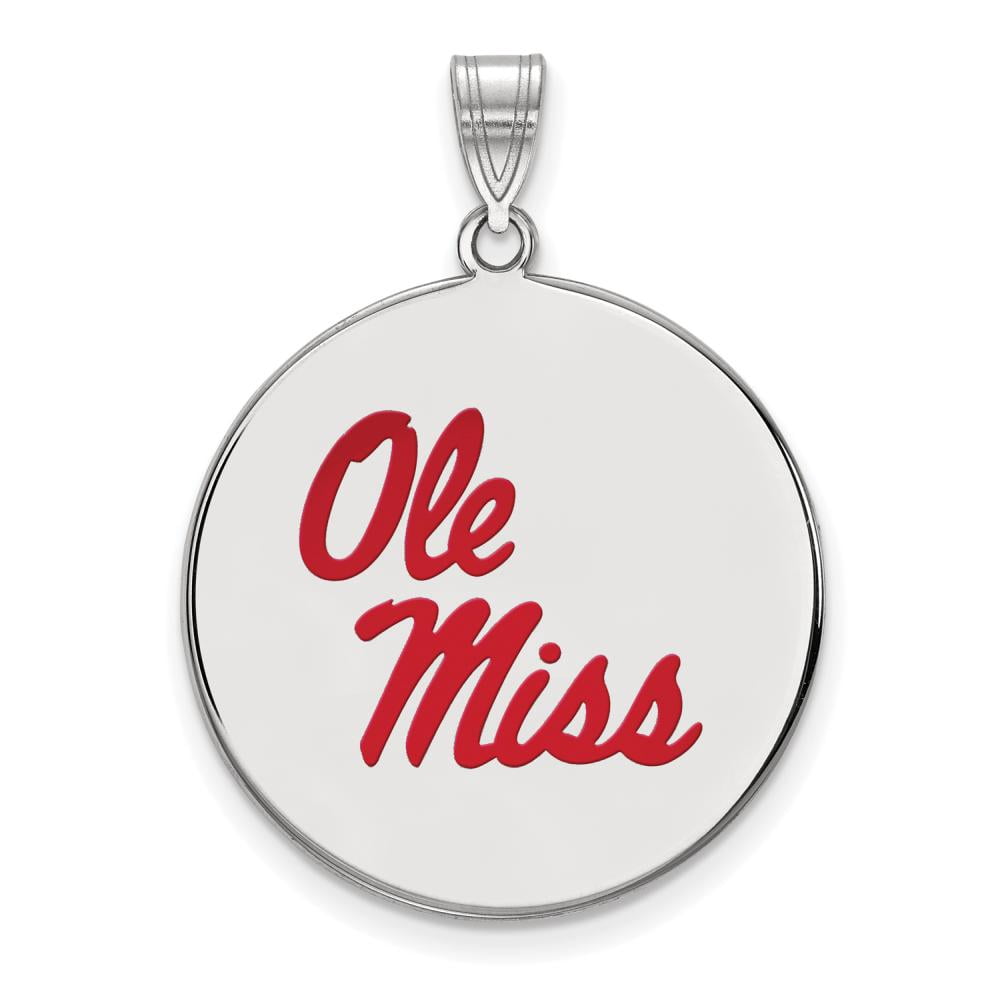 Beautiful Sterling S. Rh-p LogoArt University of Mississippi XL Enamel Disc Pendant