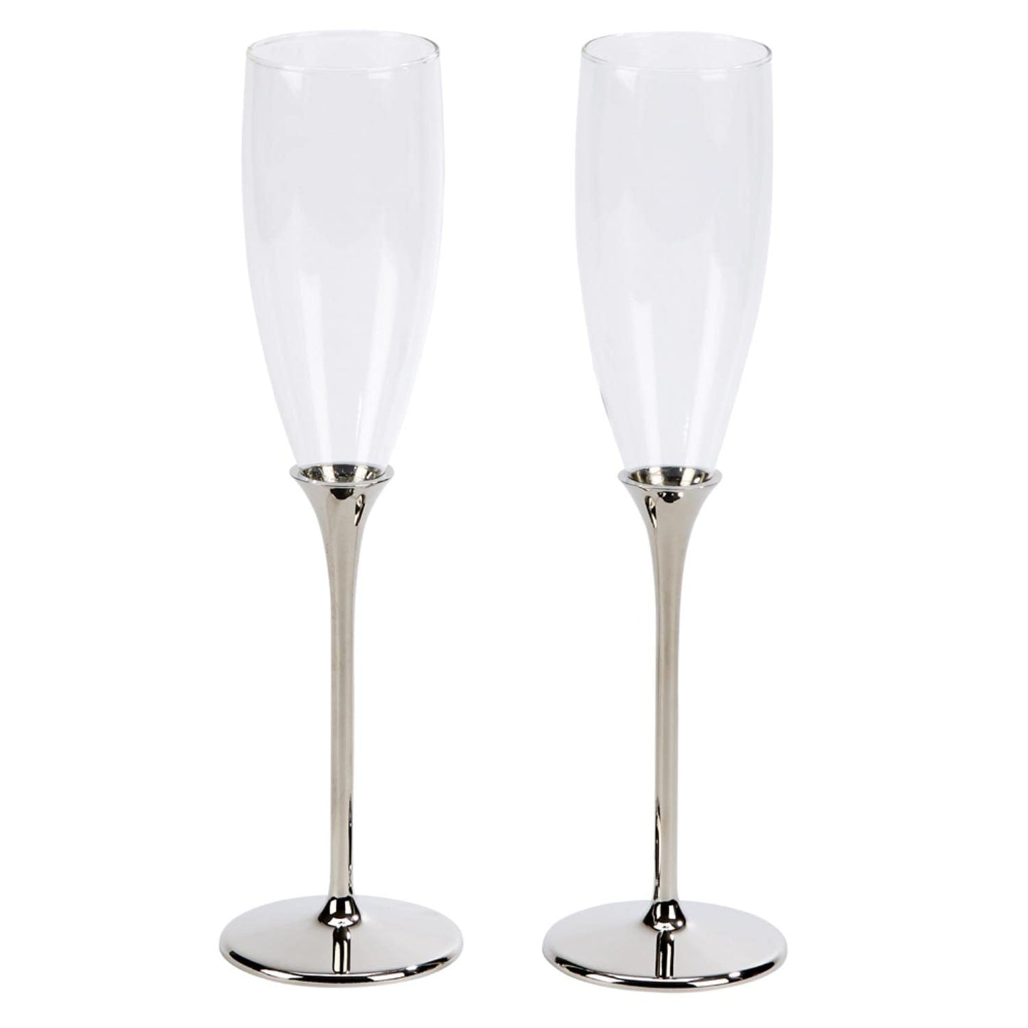 CGI Boston Toasting Flutes, Set of 2, Nickel Plated 10.25" H.