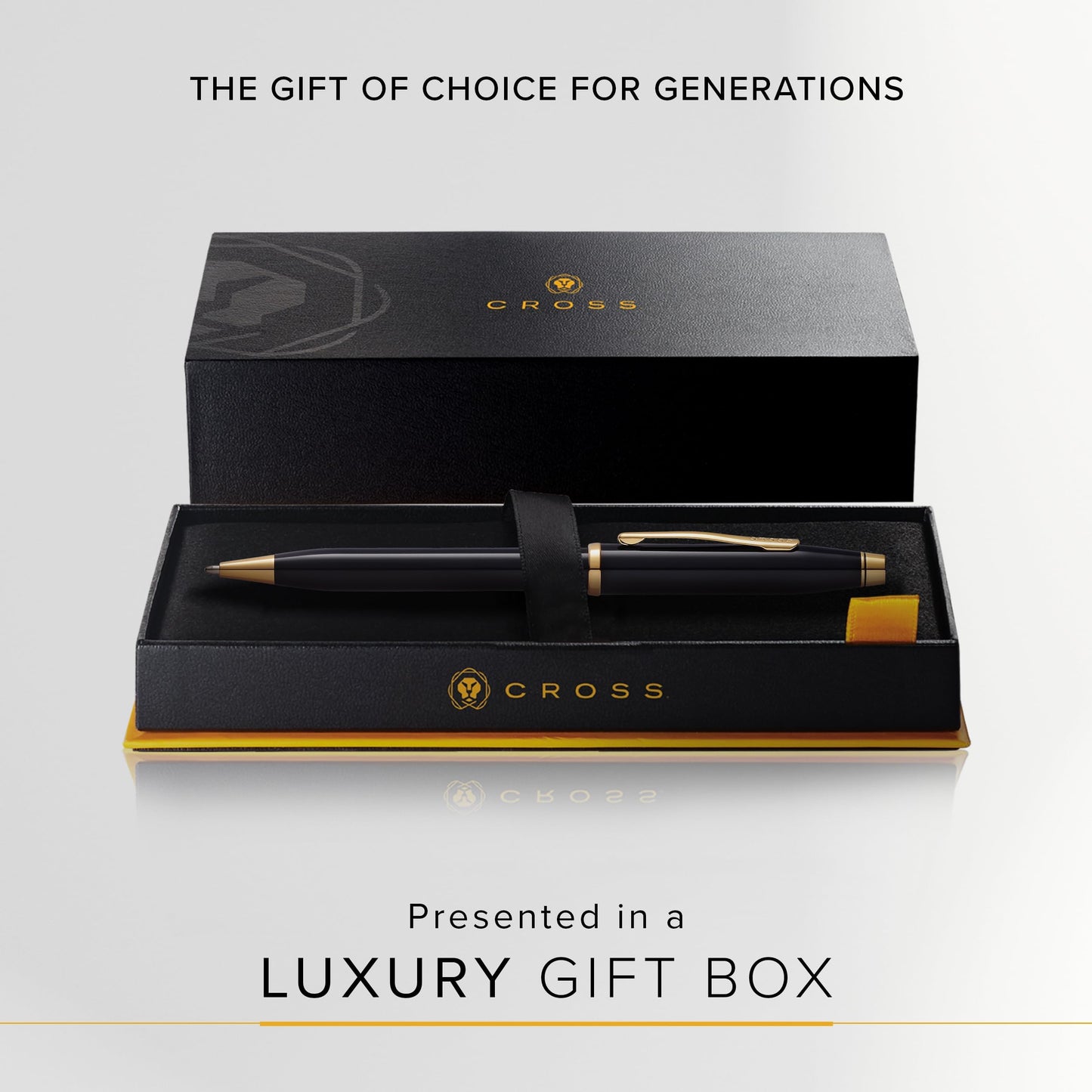 Cross Century II Ballpoint Pen, Black Lacquer with 23KT Gold-Plated Appointments