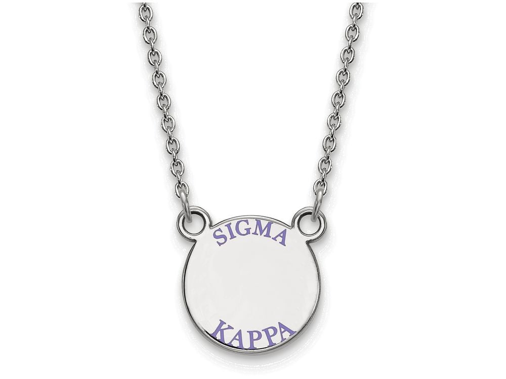Sterling Silver 18in Official Licensed Greek Sororities Sigma Kappa (??) XS Enamel Pendant w/Necklace