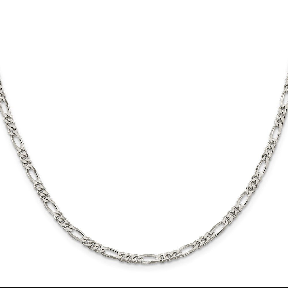 Sterling Silver Rhodium-plated 3.5mm Figaro Chain 18 Inches