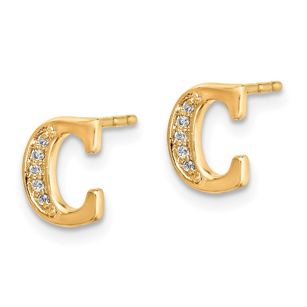 14k Diamond Initial C Earrings