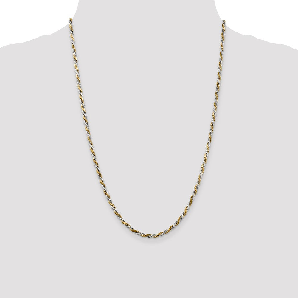 Sterling Silver And Vermeil 2.5mm Diamond-cut Rope Chain 24 Inches