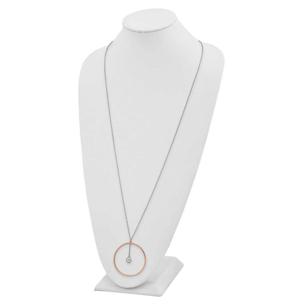 Sterling Silver Rhodium-plated Rose gold-plated D/C 1.5in ext Circle Neckla