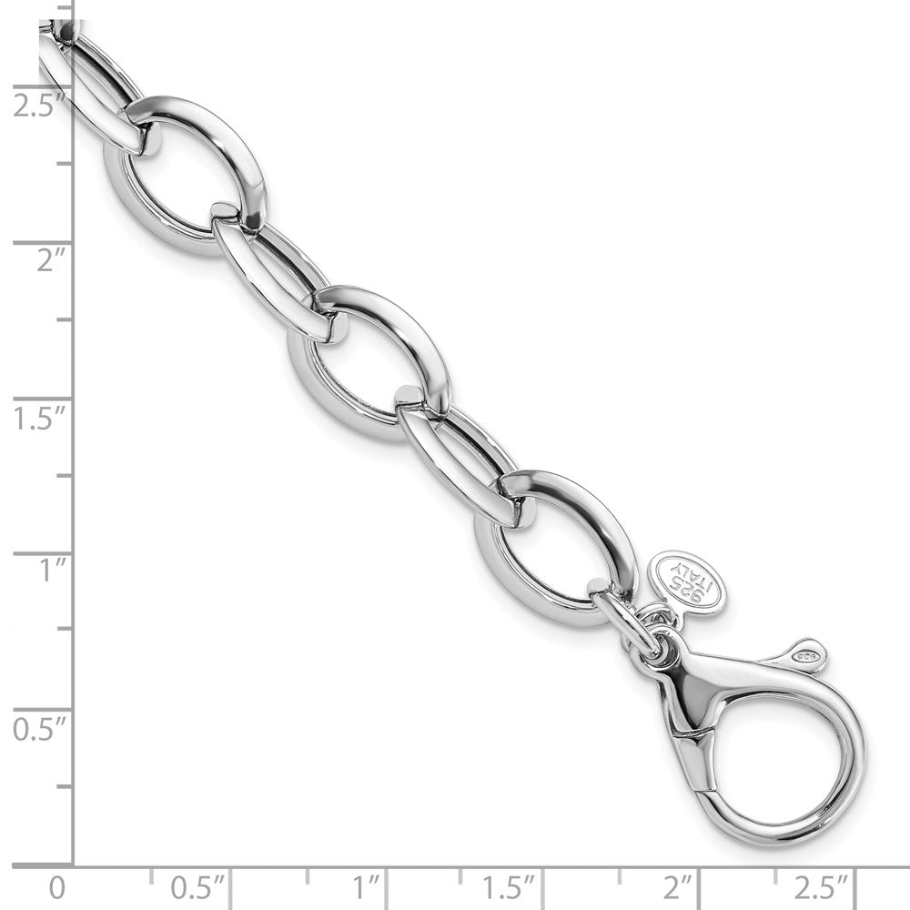 Sterling Silver Rhodium-plated Polished Fancy Link Bracelet 8  inches