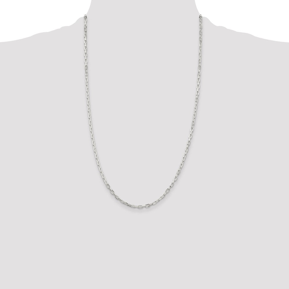 Sterling Silver 2.9mm Diamond-cut Long Link Cable Chain 26 Inches