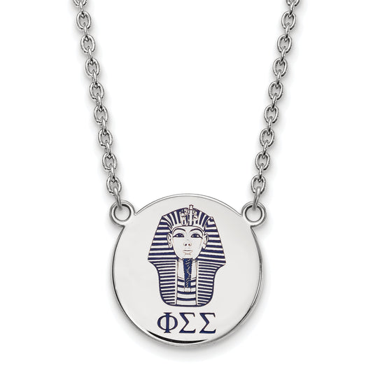 Sterling Silver 18in Official Licensed Greek Sororities Phi Sigma Sigma (???) Small Enamel Pendant w/Necklace