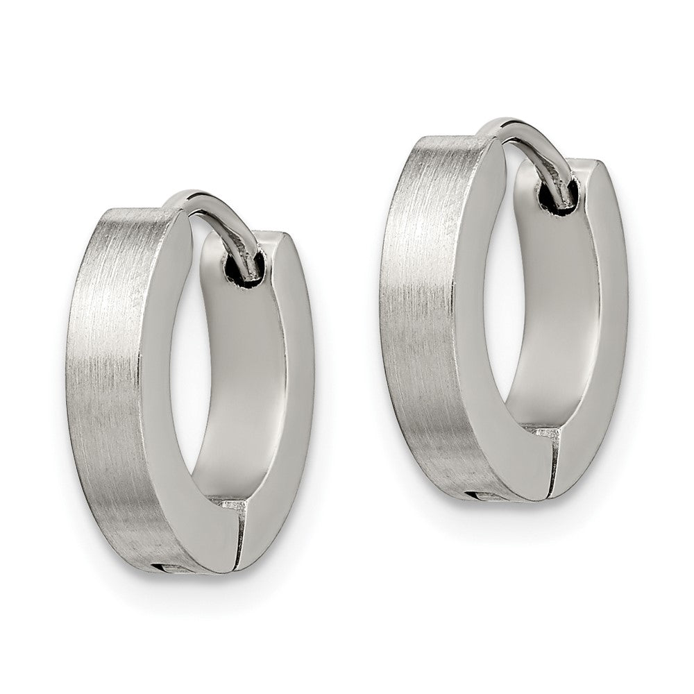 Stainless Steel Brushed and Polished 3mm Hinged Hoop Earrings