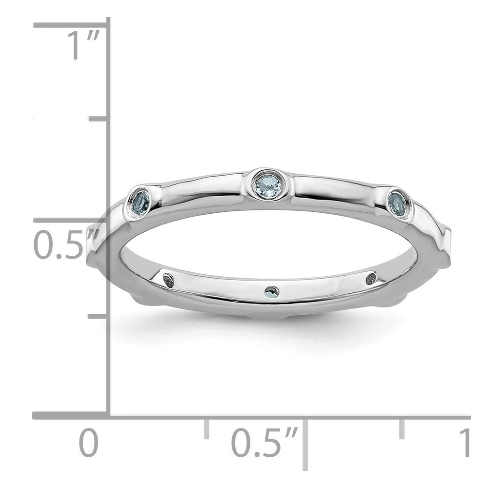 Sterling Silver Stackable Expressions Aquamarine Ring Size -7