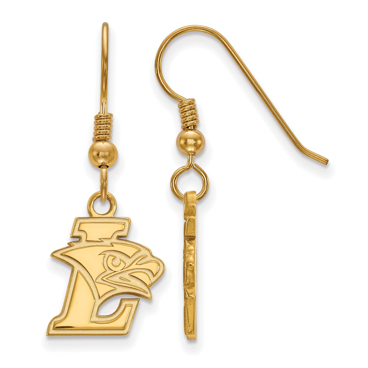 Sterling Silver w/ 14K Yellow Gold-Plated Official Licensed Collegiate Lehigh University (LU) Small Dangle Earring Wire