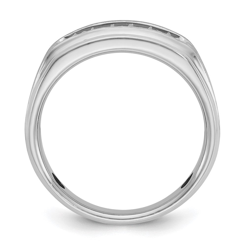 IBGoodman 14k White Gold Men's Polished Satin and Grooved Ring Mounting