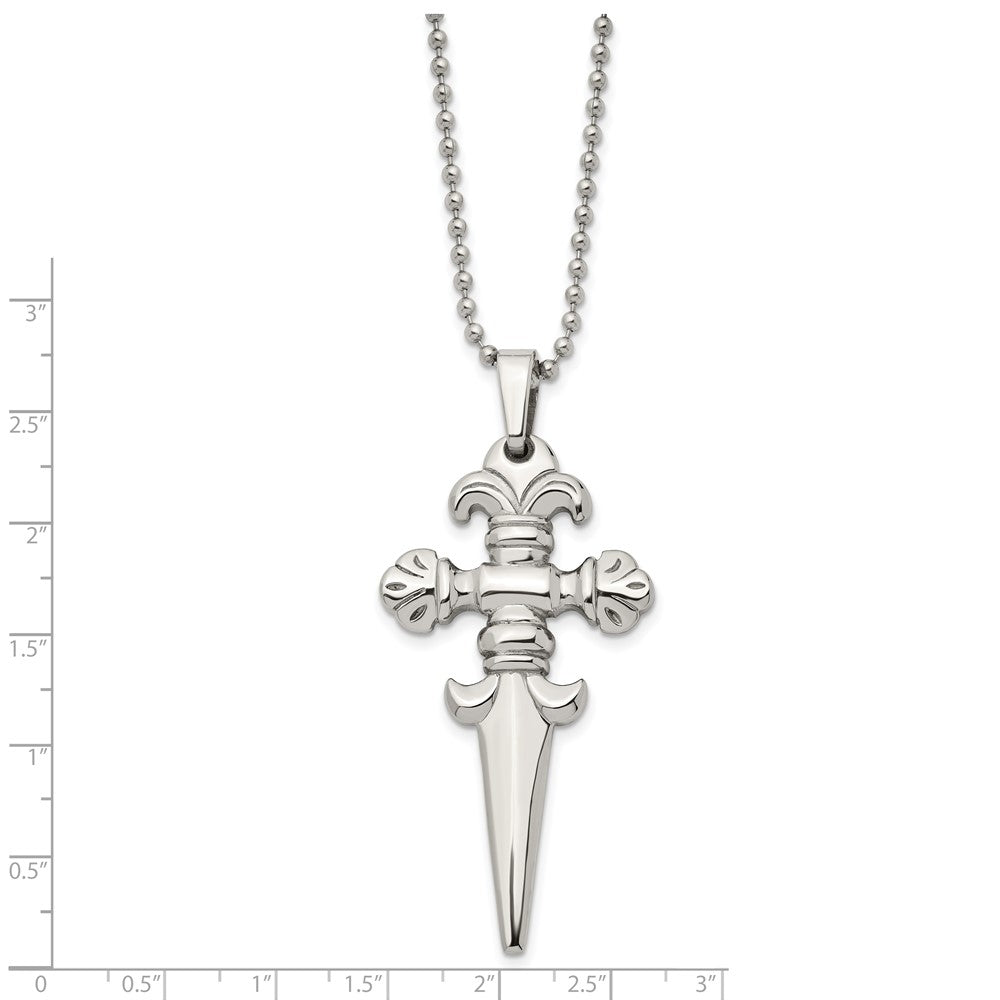 Stainless Steel Polished Dagger 24in Necklace