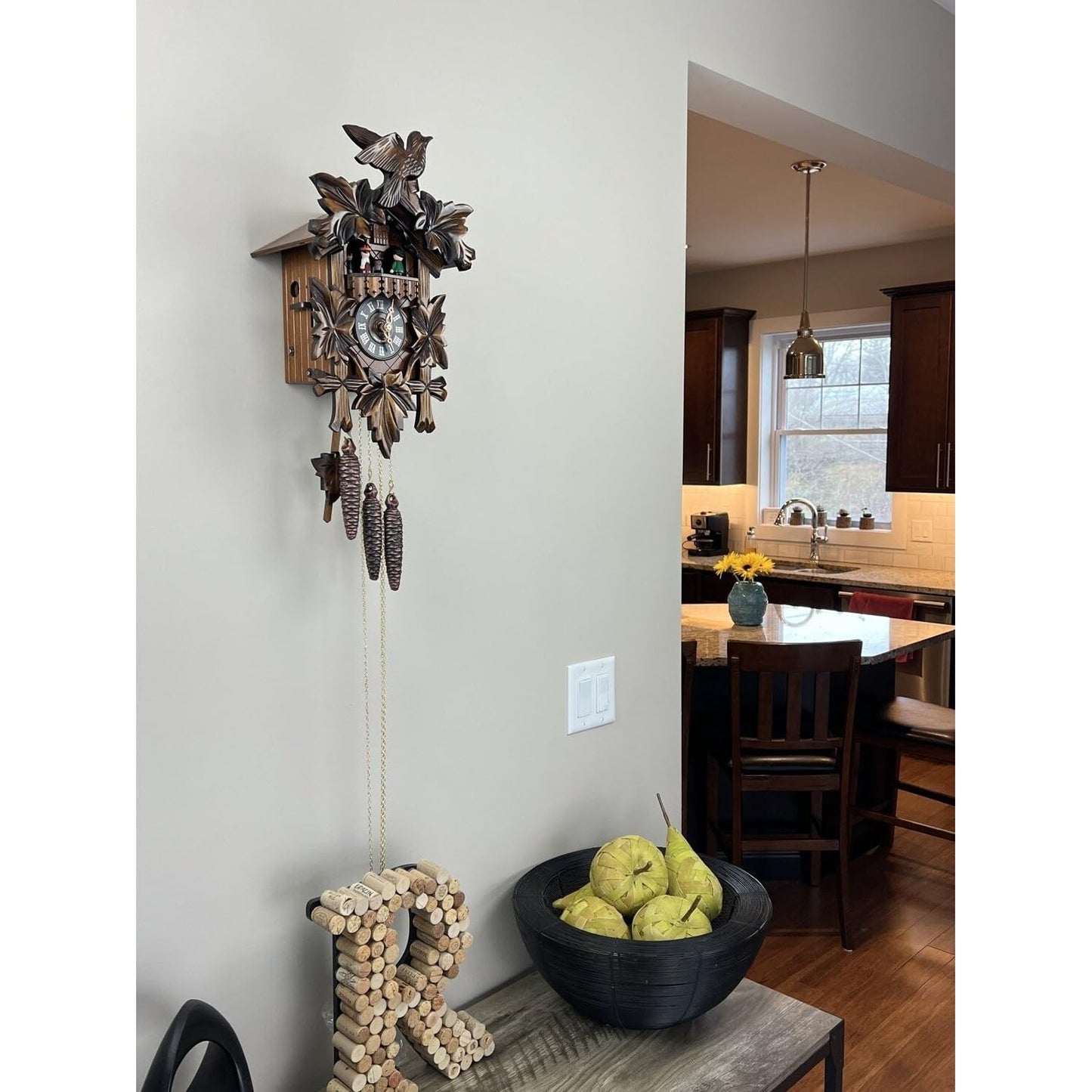 River City Clocks One Day Musical Cuckoo Clock with Dancers, Five Hand-carved Maple Leaves, and One Bird - 14 Inches Tall - Model # MD411-14