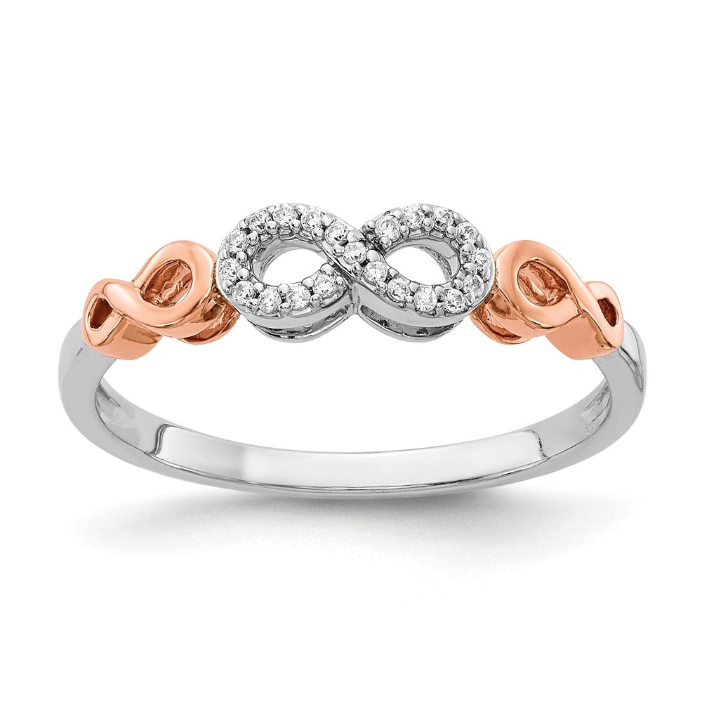 10K Rose Gold w/White Rhodium Diamond Infinity Ring