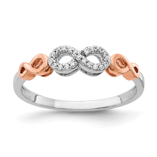 10K Rose Gold w/White Rhodium Diamond Infinity Ring