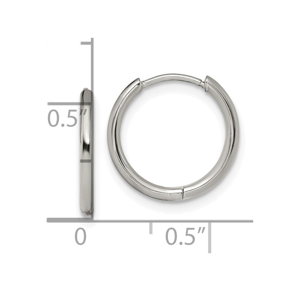 Stainless Steel Polished 1.6mm Hinged Hoop Earrings