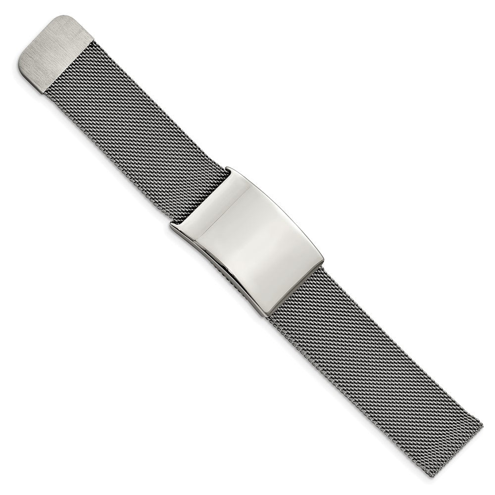 Stainless Steel Polished Mesh Adjustable ID Bracelet