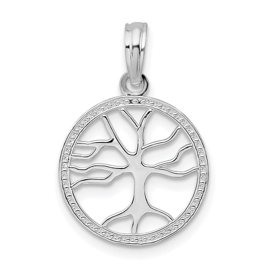 De-Ani Sterling Silver Rhodium-Plated Cut-Out Tree of Life Pendant