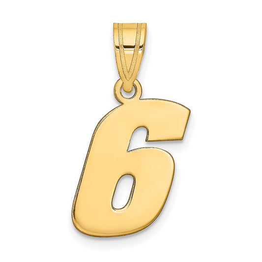 14k Polished Block Number 6 Pendant