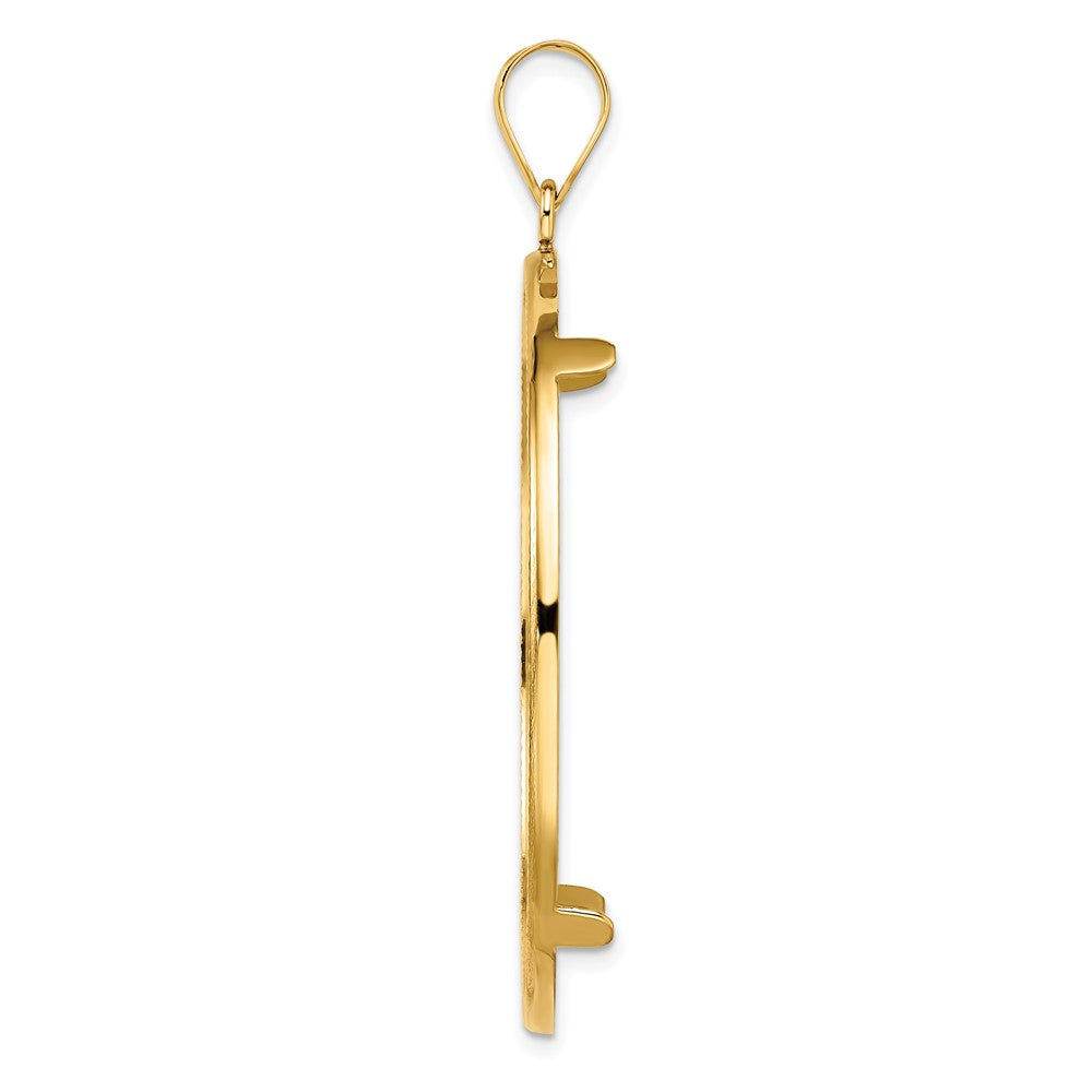 Wideband Distinguished Coin Jewelry 14k Polished and Diamond-cut 39.5mm Prong Coin Bezel Pendant