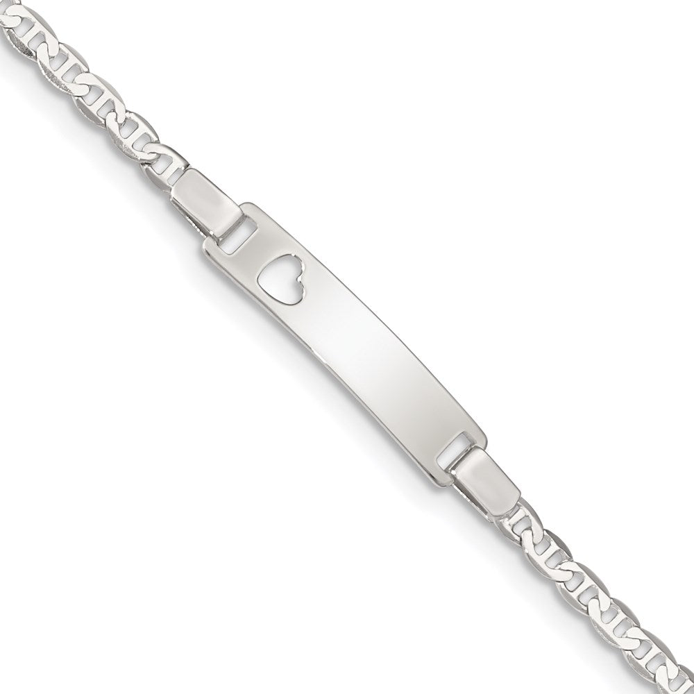 Sterling Silver Baby ID with Cut-out Heart Bracelet 6 inches