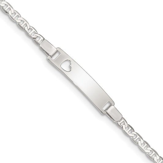 Sterling Silver Baby ID with Cut-out Heart Bracelet 6 inches